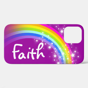 Coque iphone de nom personnalisé Rainbow violet