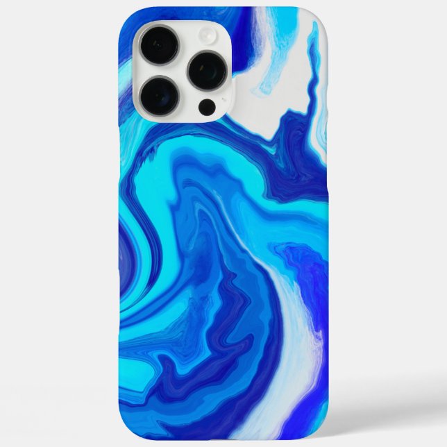 Coque iphone de peinture bleu et Marbre blanc (Verso)
