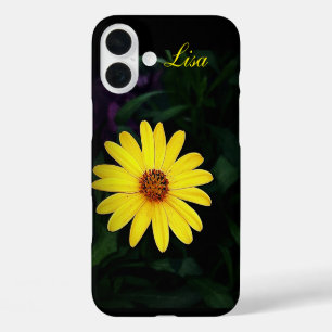 Coque iphone de pomme à fleurs jaunes personnalisé