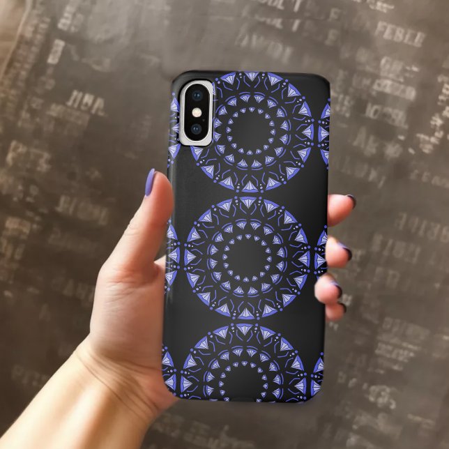 coque iphone de pommes bleu paisley (Créateur téléchargé)