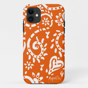 Coque iphone de porc orange et blanc