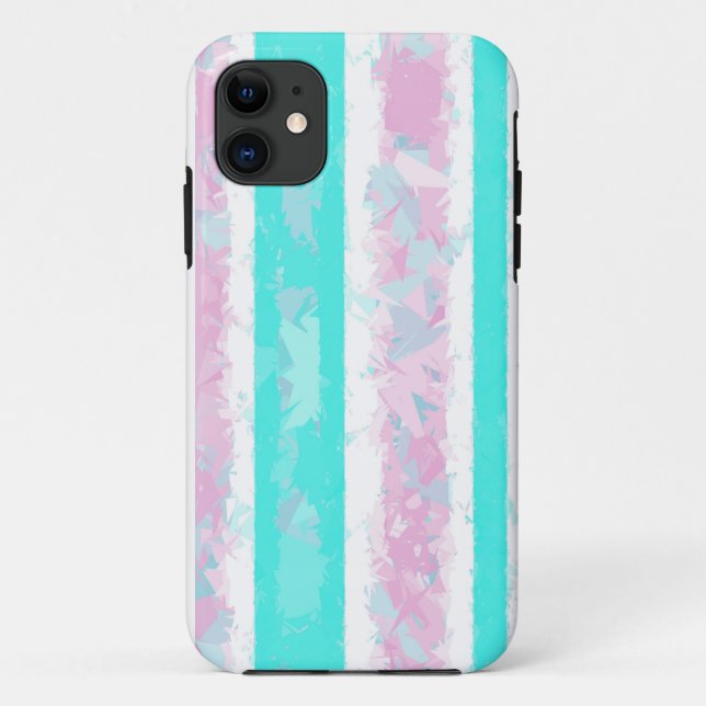 Coque iphone de rayures turquoise, blanc cassé et  (Dos)
