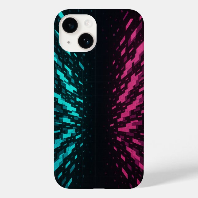 Coque iphone de réalité Pixellée - Cyber-Art néon (Verso)