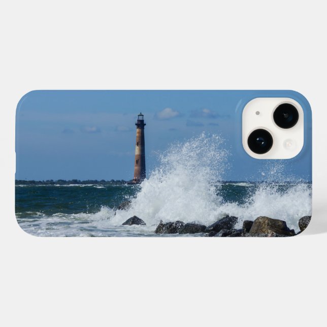 Coque iphone de splash du phare de Morris Island (Verso (horizontal))