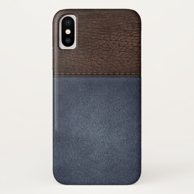 coque iphone de texture en cuir et denim (Dos)