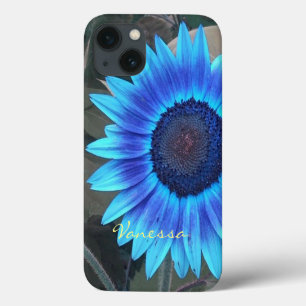 Coque iphone de tournesol bleu *personnalisez*