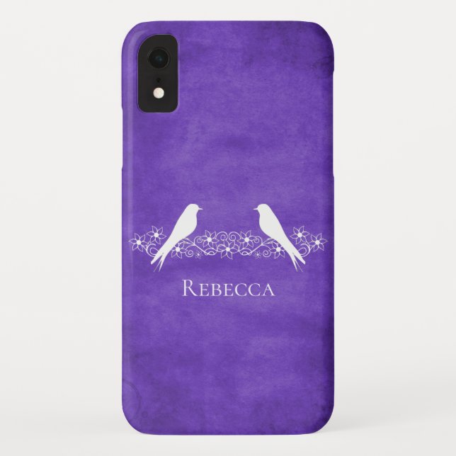 Coque iphone de vigne florale de Lovebirds (Dos)