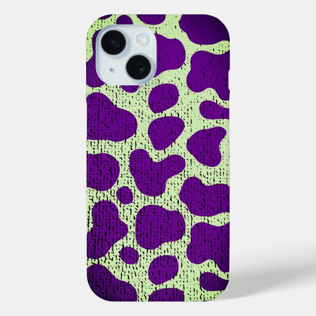Coque iphone de zones violettes rétro texturées (Verso)