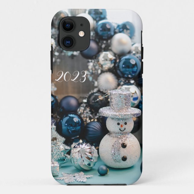 Coque iphone décorations de Noël bleu (Dos)