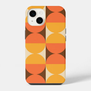 Coque Pour iPhone 14 Demi-Carré géométrique rétro et Motif circulaire