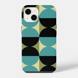 Coque Pour iPhone 14 Demi-Carré géométrique rétro et Motif circulaire