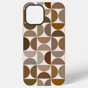 Coque iPhone 12 Pro Max Demi-cercles MCM Marron+Crème Grand Motif