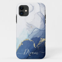 Coque iphone d'encre bleu alcool
