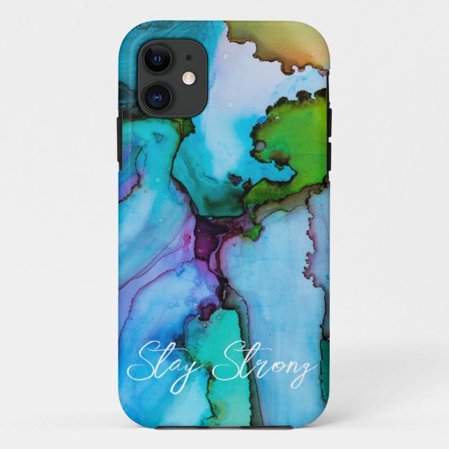 Coque iphone d'encre d'alcool bleu (Dos)