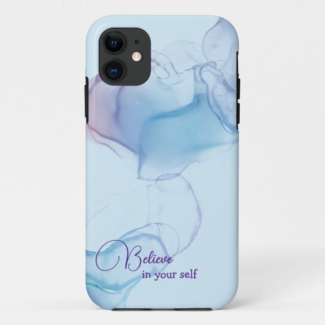 coque iphone d'encre d'alcool bleu Abstrait (Dos)