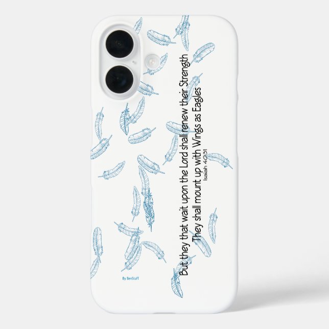 Coque iphone des ailes d'Aigles avec plumes bleues (Verso)