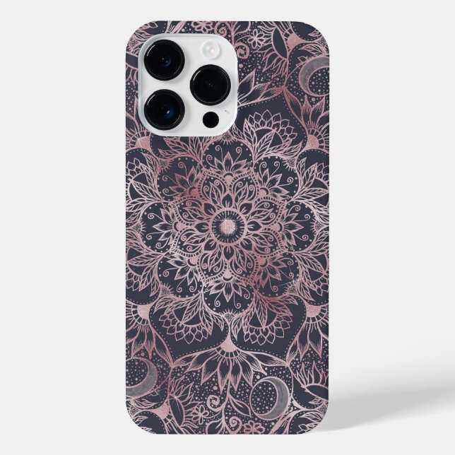 Coque iPhone Design élégant de Mandala rose floral (Verso)