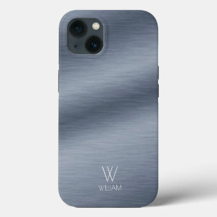 Etui iPhone 13 Design en acier inoxydable brosséMonogramme person