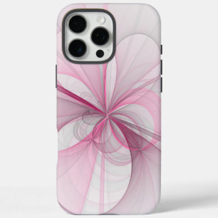 Coque iPhone 16 Pro Max Design fractal abstrait moderne rose gris