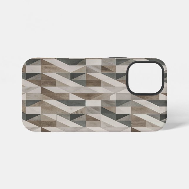 Coque iPhone Design géométrique moderne - Beige et gris neutres (Verso Horizontal)