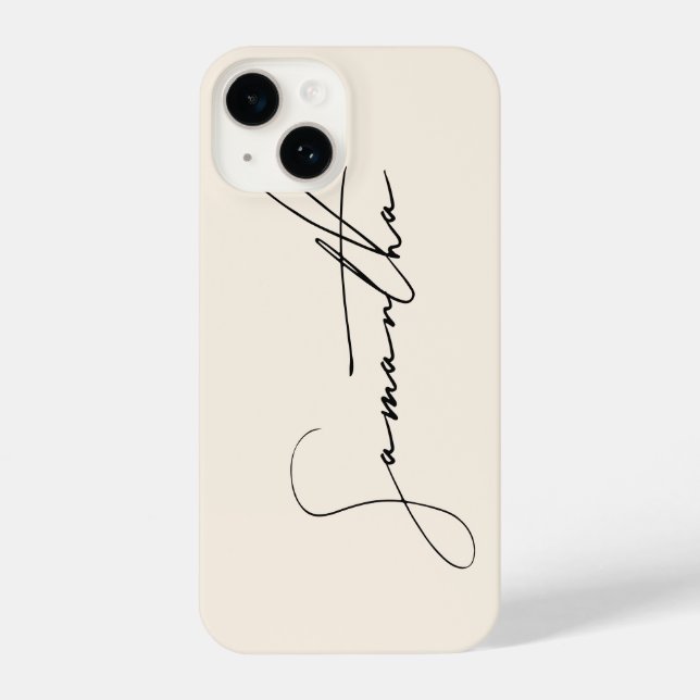 Coque iPhone Design Simple Signature Script Calligraphie Crème (Verso)