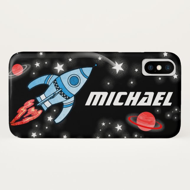Coque iphone d'espace de fusée de 7 lettres nommé (Dos (Horizontal))