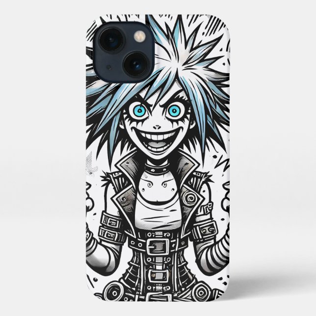 Coque iPhone dessin animé joyeux art original blu_eyes black_a (Verso)