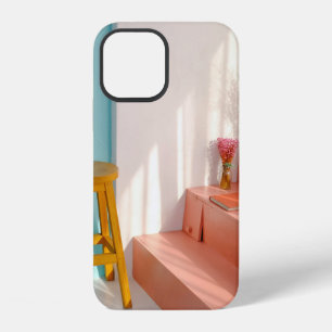 Coque iPhone 12 Deux tabourets de bar en bois jaune