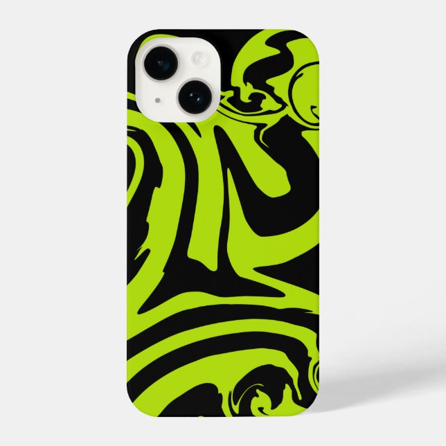 Coque iPhone Déversement - Lime vert et noir (Verso)