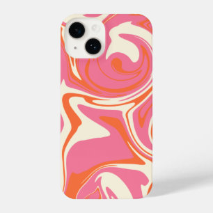 Coque Pour iPhone 14 Déversement - rose, orange et crème
