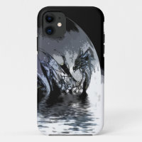 Coque iphone d'illustration de dragon bleu et de l