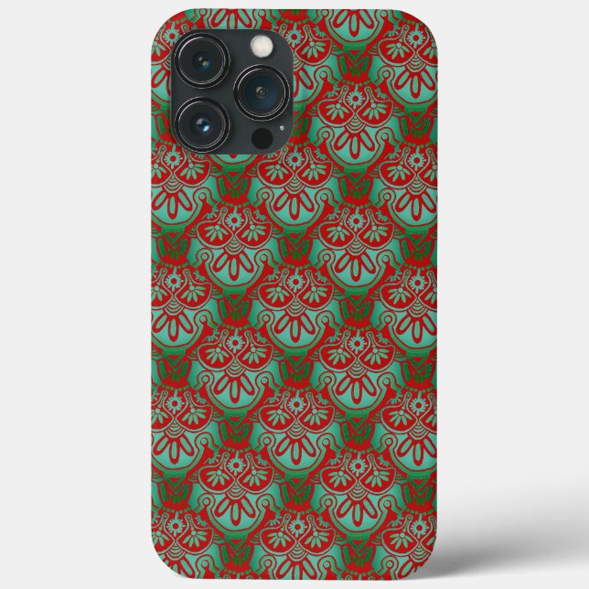 Coque iphone d'impression rouge et vert de Noël (Verso)