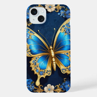 Diseño Elegante de Mariposa Dorada y Azul
