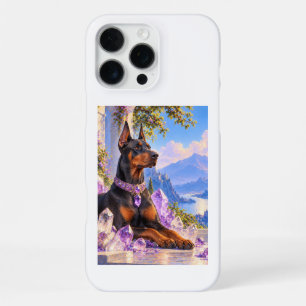 Coque iPhone 16 Pro Max DOBERMAN dobermans royaux cristal améthyste