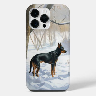 Coque Pour Pour iPhone 14 Pro Max Doberman Pinscher Laissez Tomber la Neige Noël