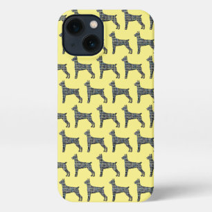 Etui iPhone 13 Doberman Pinscher mignon chien Grille silhouette j
