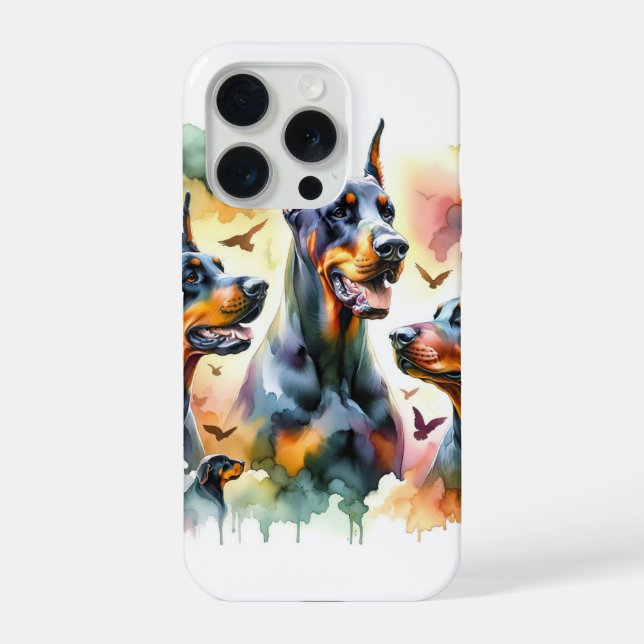 Coque iPhone Dobermann Dogs in Harmony 060624AREF104 - Watercol (Verso)