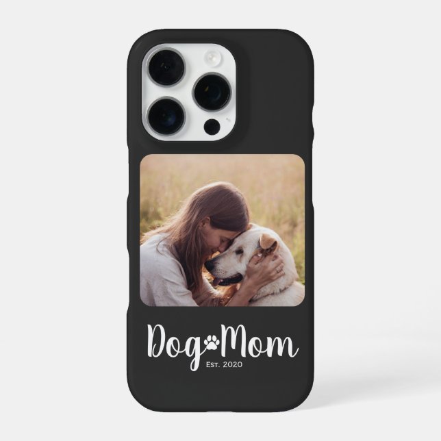 Coque iPhone Dog Mom Established Script Photo (Verso)
