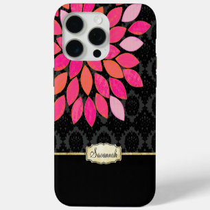 Coque iphone d'or noir rose orange personnalisé