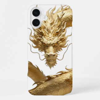 Coque iPhone 16 Plus Dragon Chinois Doré Art | Créature Mythique Fantas