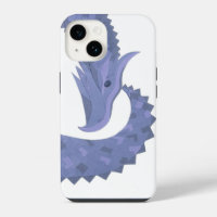 Dragon cœur bleu-gris sur fond blanc