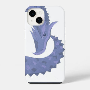 Coque Pour iPhone 14 Dragon de coeur gris bleu sur blanc