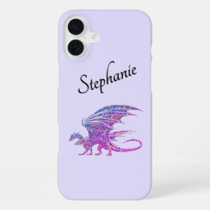Coque iPhone 16 Plus Dragon Mosaïque Violet Personnel Incroyable