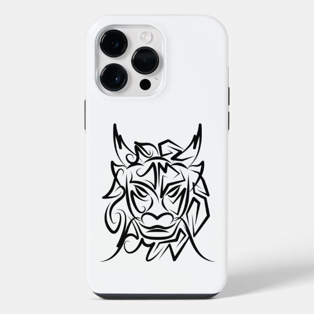 Coque iPhone Dragon tribal noir et blanc (Verso)