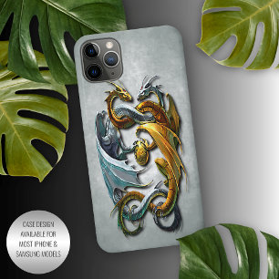 Coque iPhone 16 Pro Max Dragons Celtiques Mythiques Art de Tatouage Fantas