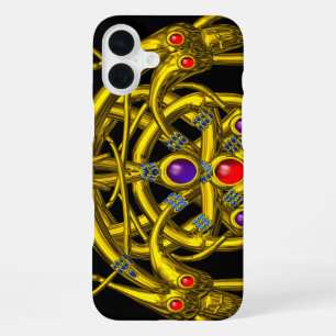 Coque iPhone 16 Plus DRAGONS D'OR À DOUBLE Imaginaire Noir