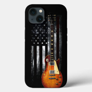 Etui iPhone 13 Drapeau Américain Rétro Rock N Roll Guitare