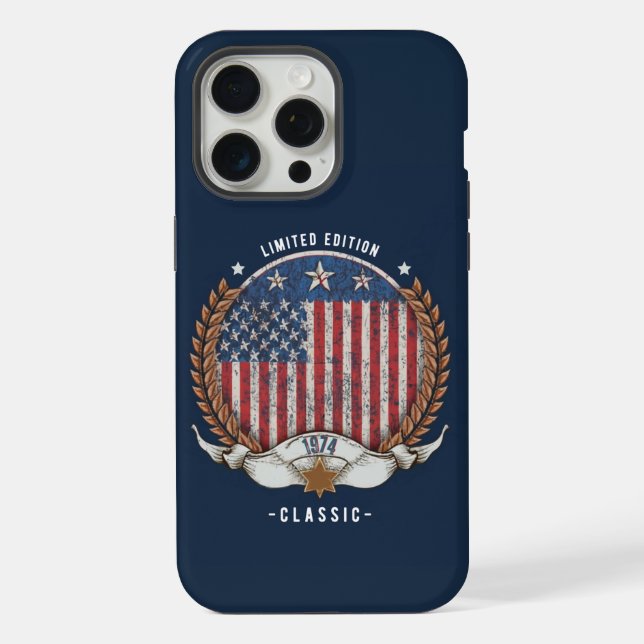 Coque iPhone Drapeau américain vintage 1974 (Verso)