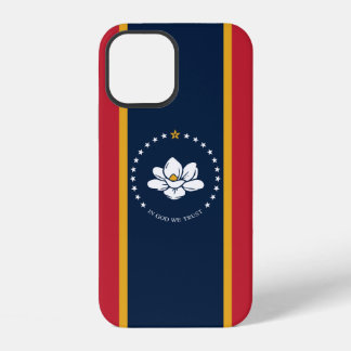 Coque iPhone 12 Drapeau du Mississippi - Nouveau drapeau Magnolia
