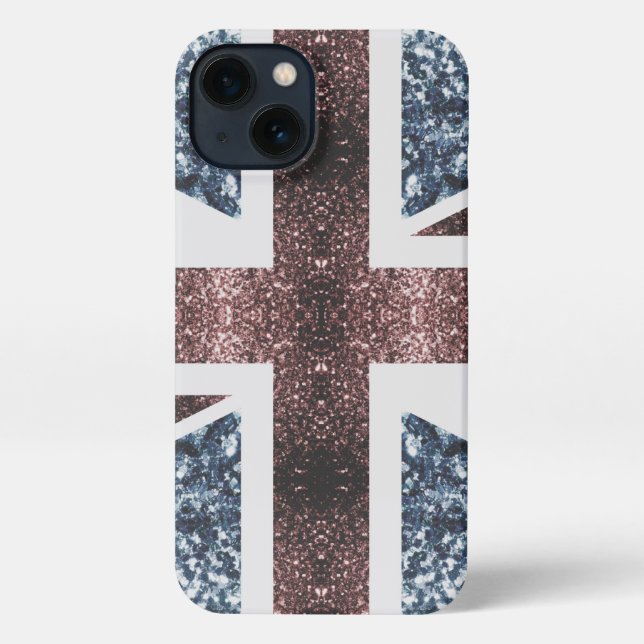 Coque iPhone Drapeau rustique UK rouge bleu étincelants parties (Verso)